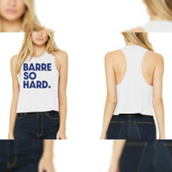 Pure Barre White Crop Tank Top Medium Made in USA - Picture 1 of 6